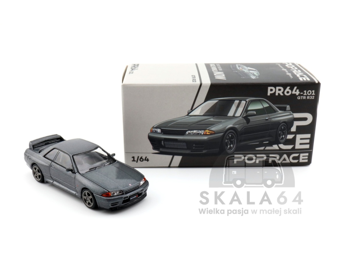POP RACE PR64-101 Nissan Skyline GTR R32 Gun Grey Metallic
